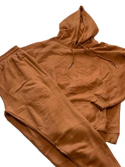 UNC PLUGGED IN EMBOSSED JOGGER SUIT (brown) - Unique Sweatsuits, hats, tees, shorts, hoodies, Outwear & accessories online | Uneekly Nsane